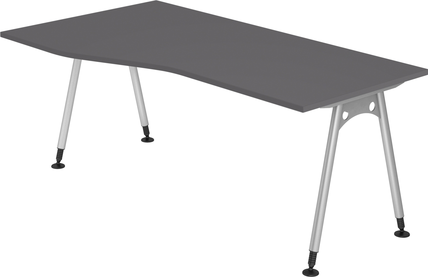 bümö manuell höhenverstellbarer Schreibtisch 180x100 cm in graphit - PC Tisch höhenverstellbar & groß, höhenverstellbarer Tisch Büro, großer Computertisch verstellbar, A-Serie, AS-18-G Bild 1