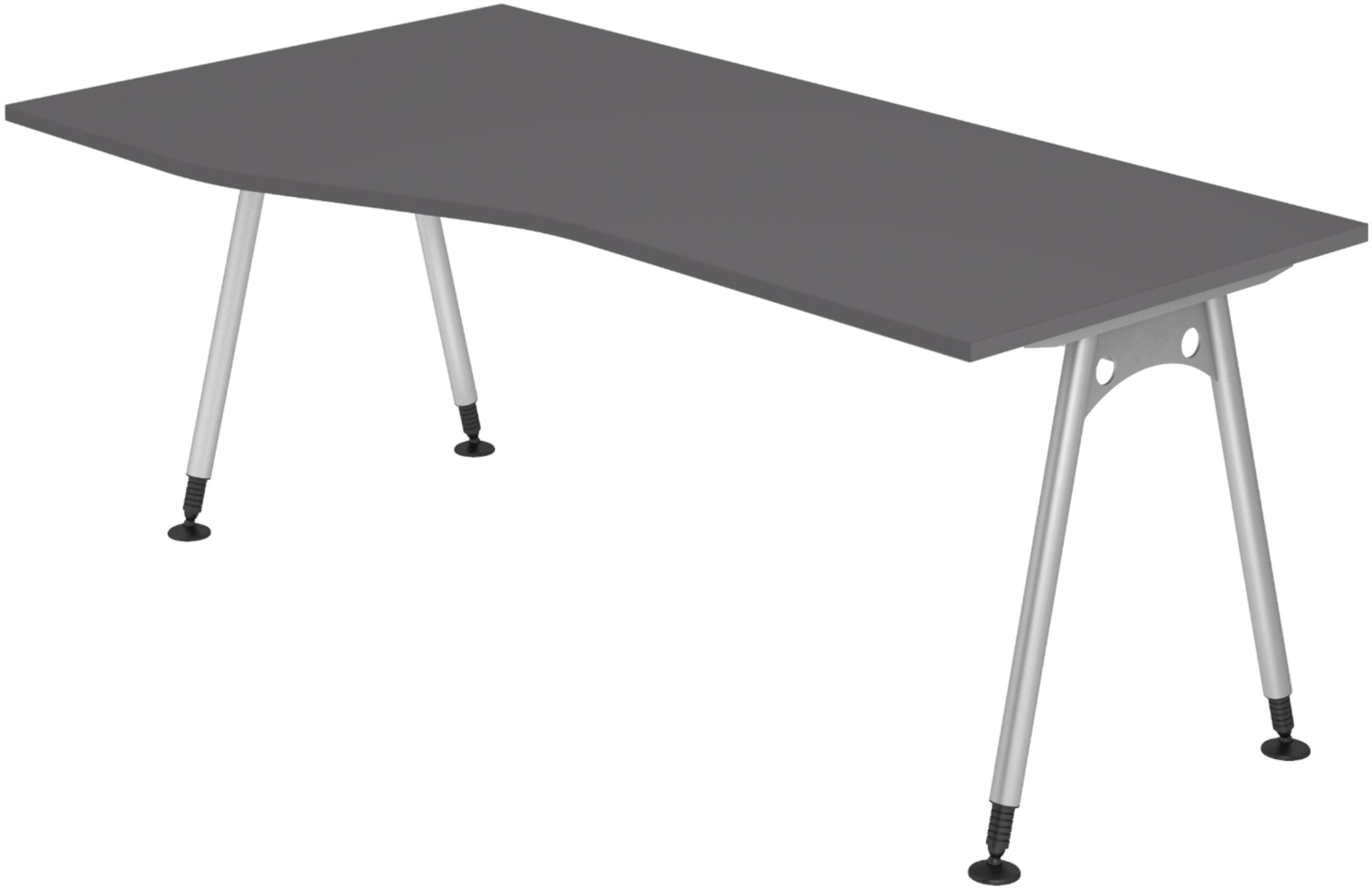 bümö manuell höhenverstellbarer Schreibtisch 180x100 cm in graphit - PC Tisch höhenverstellbar & groß, höhenverstellbarer Tisch Büro, großer Computertisch verstellbar, A-Serie, AS-18-G Bild 1