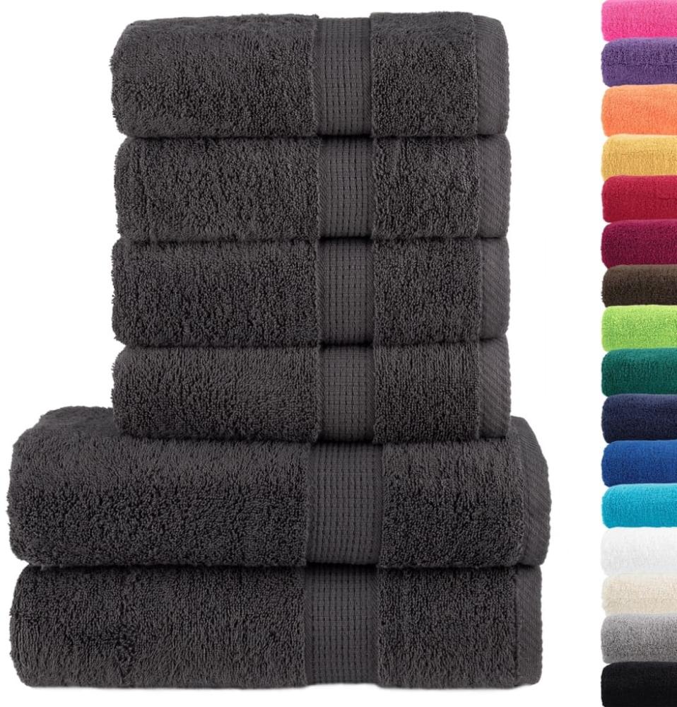 vidaXL 6 tlg. Premium-Handtuch-Set SOLUND Anthrazit 600 g/m² 137554 Bild 1
