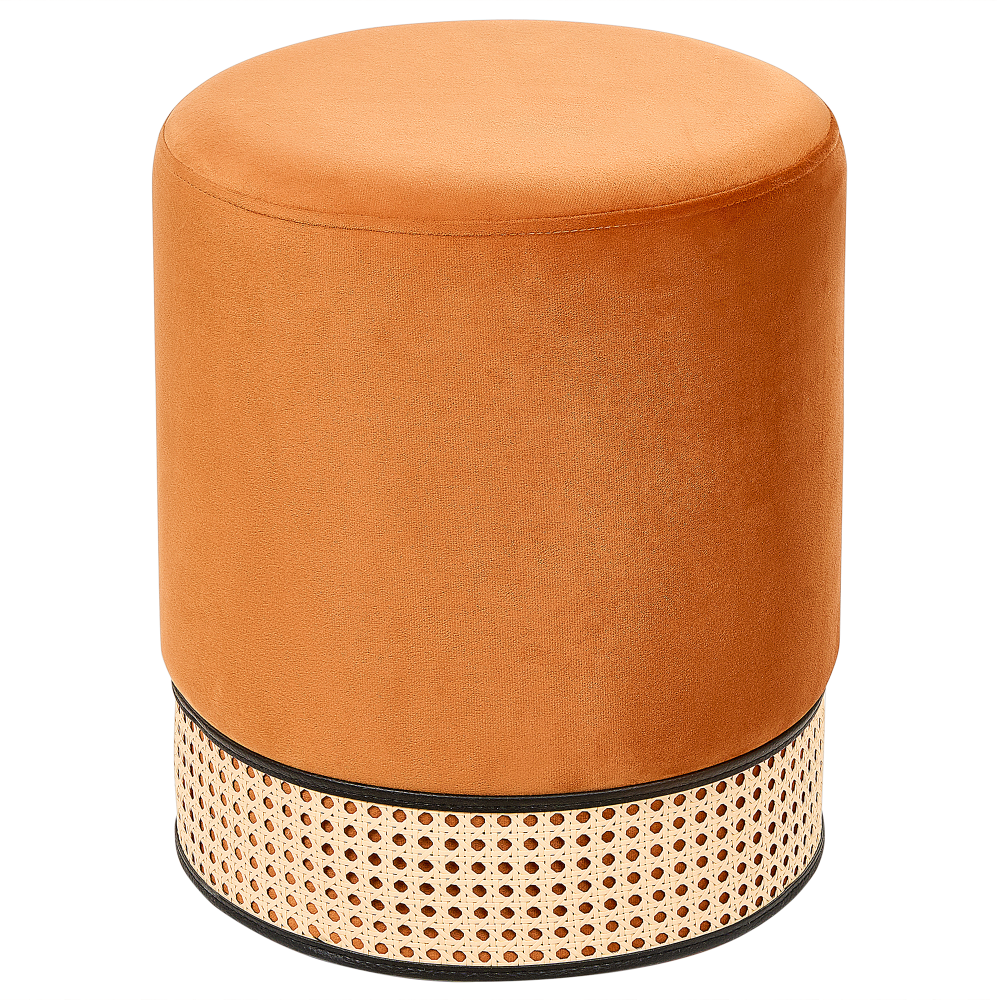 Pouf YANKTON Orange Samtstoff 35 cm 35 cm Bild 1