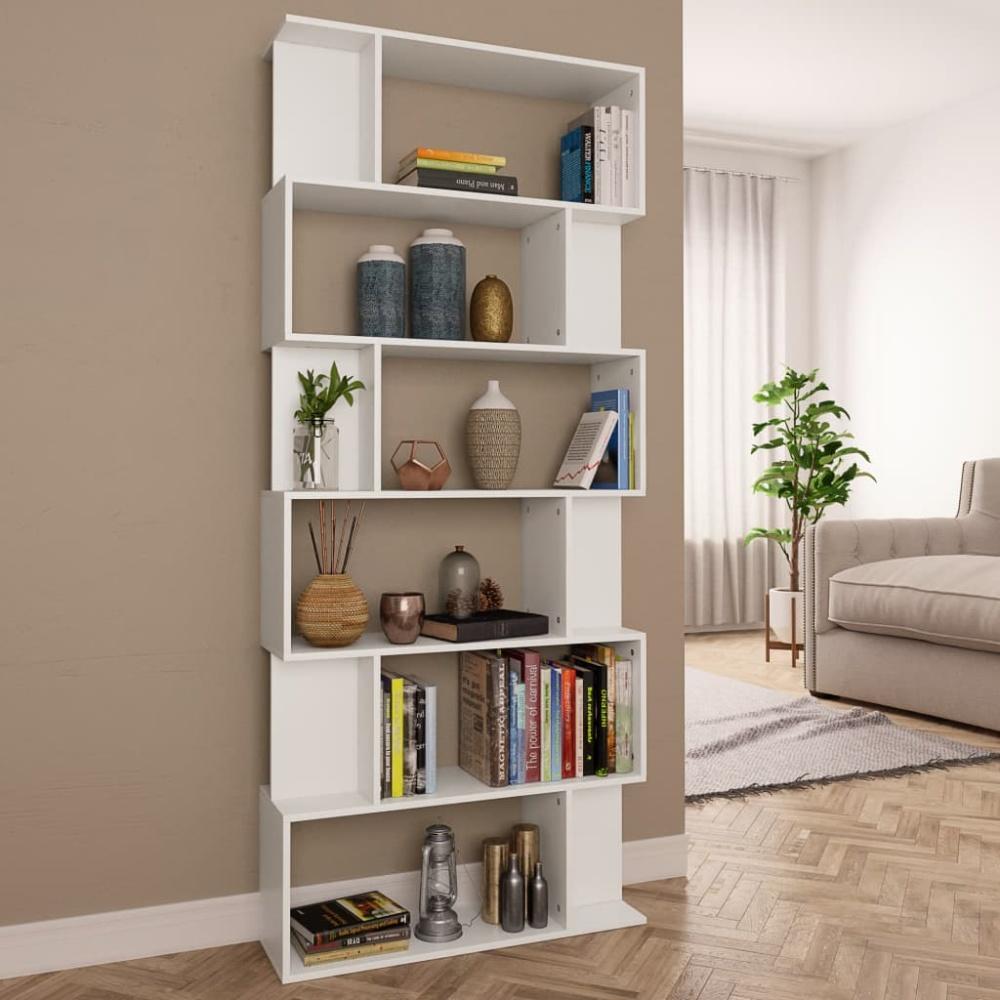 vidaXL Bücherregal/Raumteiler Weiß 80x24x192 cm Holzwerkstoff 800090 Bild 1