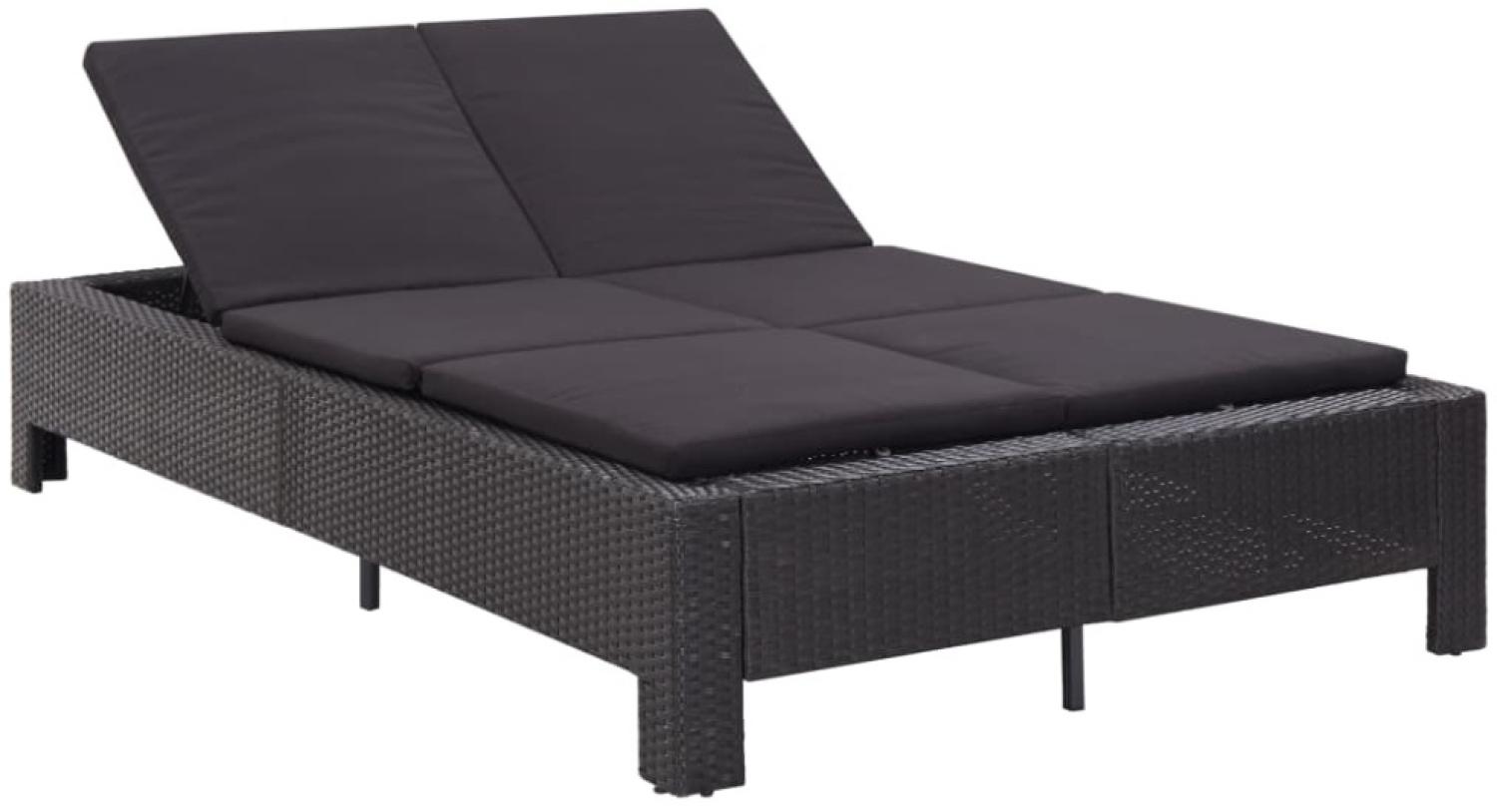 vidaXL 2-Personen-Sonnenliege mit Auflage Schwarz Poly Rattan 46241 Bild 1