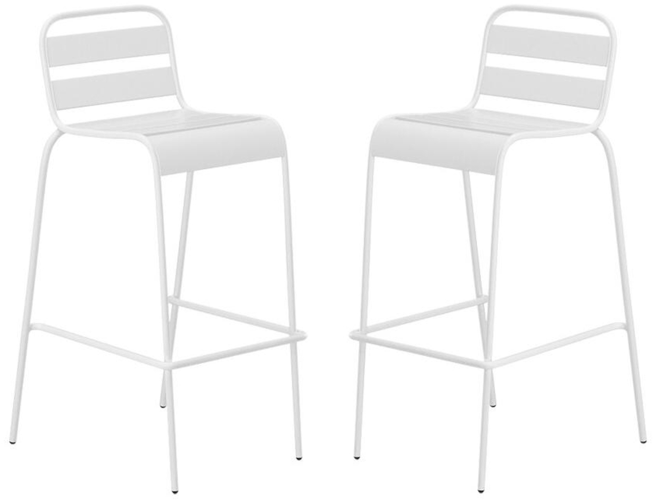 Vente-unique - Gartenstuhl hoch stapelbar 2er-Set - Metall - Weiß - MIRMANDE von MYLIA Bild 1