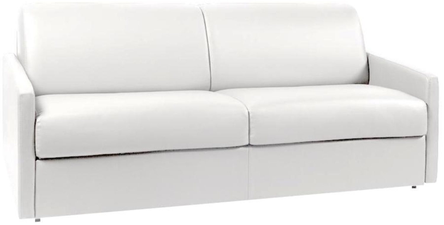 Vente-unique - Schlafsofa 4-Sitzer - Liegefläche mit Lattenrost mit breiten Latten: 160 cm - Matratze: 14 cm - Kunstleder - Weiß - CALIFE Bild 1