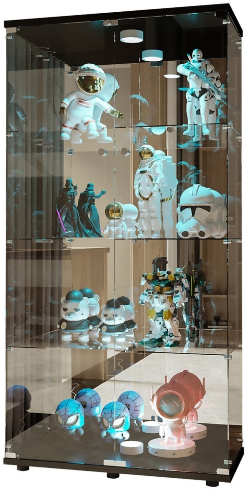 FUROKOY Glasvitrine Vitrinenschrank mit Glastüren und Beleuchtung Sammlervitrine 4 Lagen 80.49 x 36.49 x 163.9 cm,Transparenter,mit 2 Glastür,für Sammlerstücke Bild 1