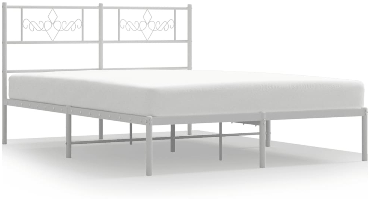 vidaXL Bettgestell mit Kopfteil Metall Weiß 150x200 cm 355318 Bild 1