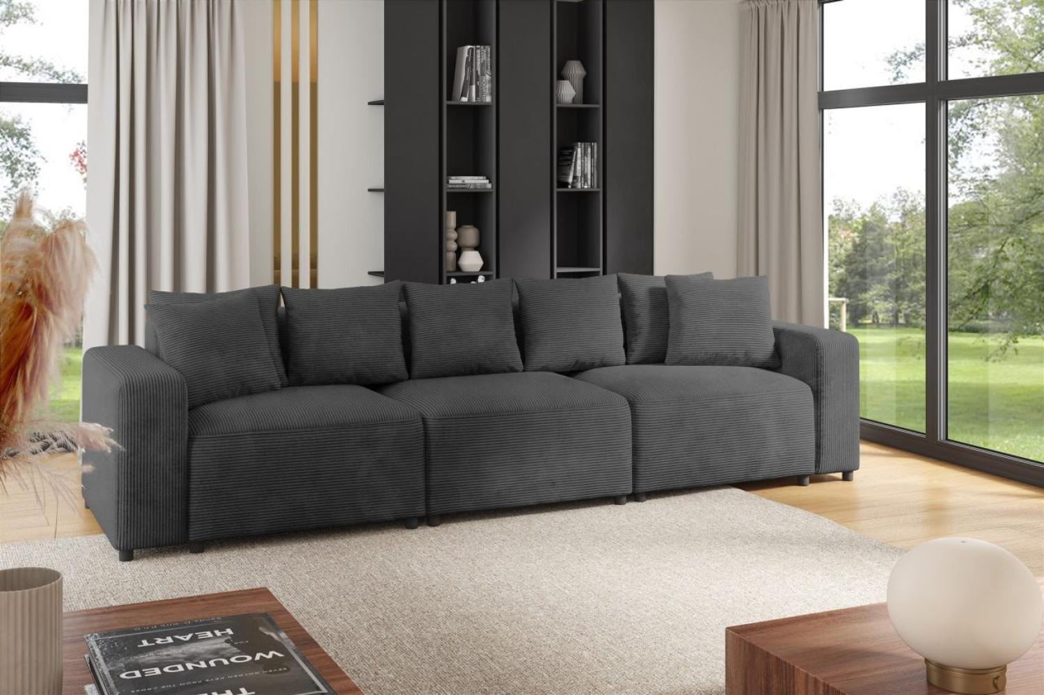 Sofa Designersofa Bigsofa MEGAN 3-Sitzer in Stoff Poso Dunkelgrau Bild 1