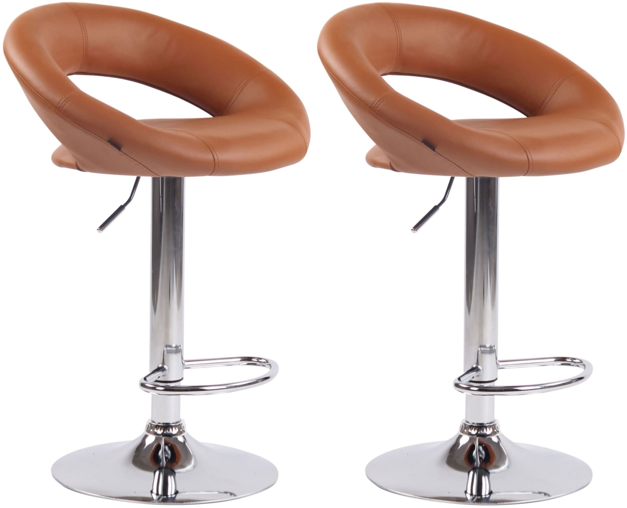 CLP 2er Set Barhocker Olinda Kunstleder höhenverstellbar und drehbar,hellbraun chrom Bild 1