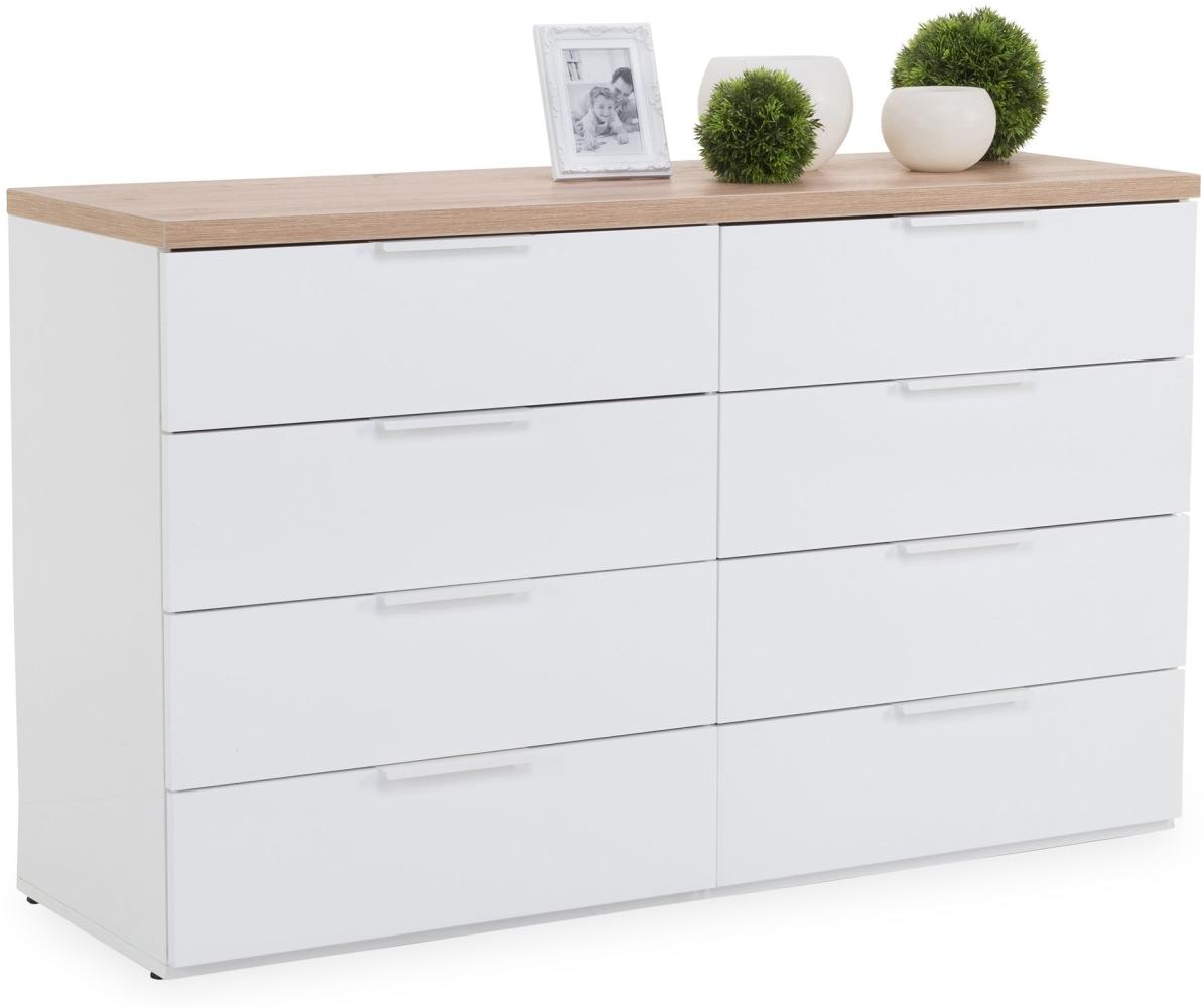 Kommode Moonlight / Mundi, Holzwerkstoff, Weiß, Holzfarben, 136 x 82 x 45 cm Bild 1