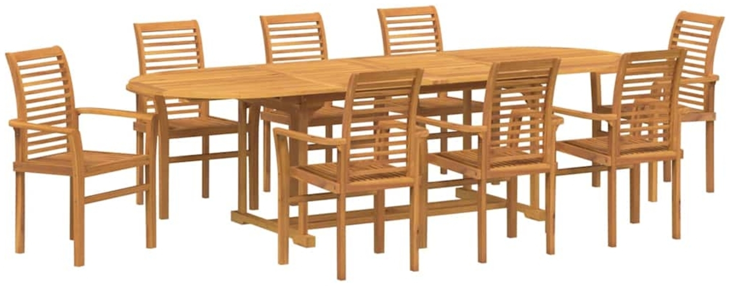 vidaXL Garten Essgruppe 9 pcs Braun Massivholz Teak 3383945 Bild 1