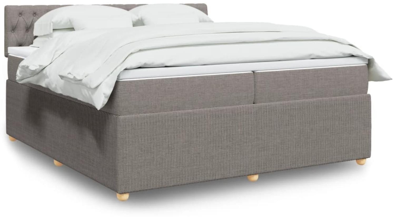 vidaXL Boxspringbett mit Matratze Taupe 200x200 cm Stoff 3287574 Bild 1