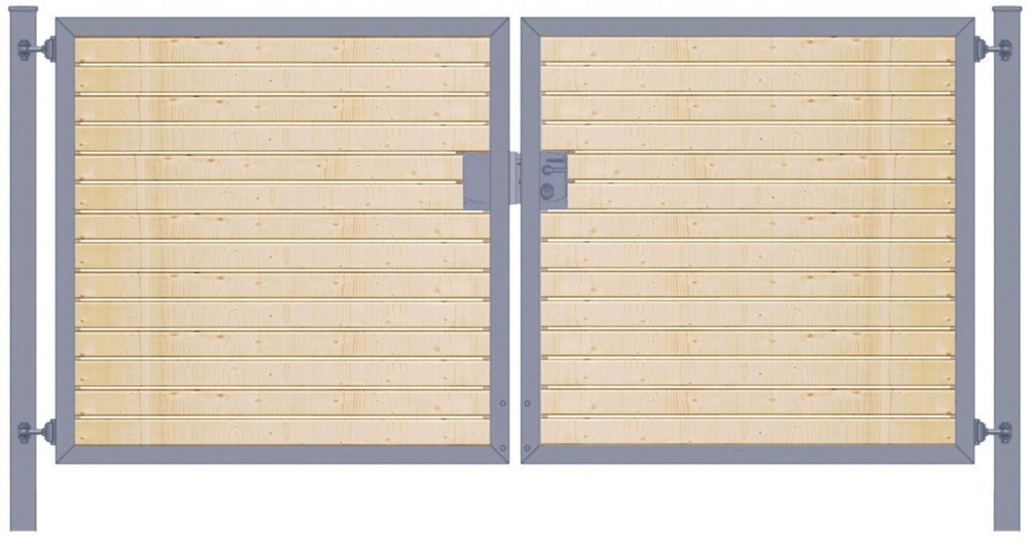 Einfahrtstor Premium (2-flügelig) mit Holzfüllung waagerecht symmetrisch anthrazit B:400 cm H:160 cm Bild 1
