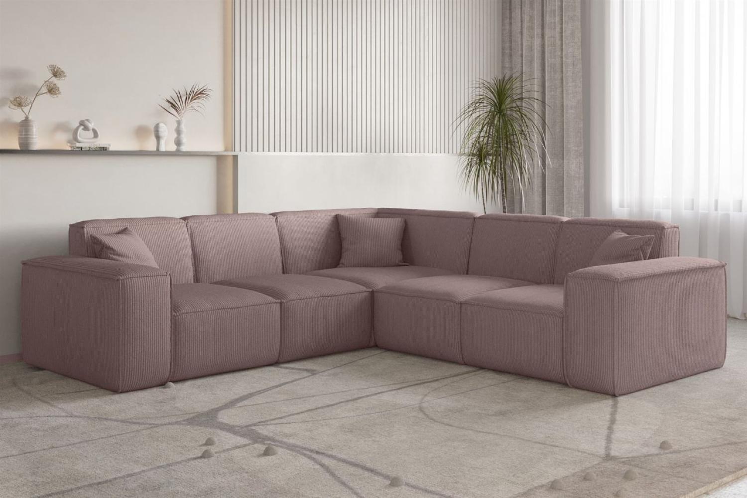 Ecksofa Designersofa CELES PREMIUM in Stoff Scala Lavendel Seite Universal Bild 1