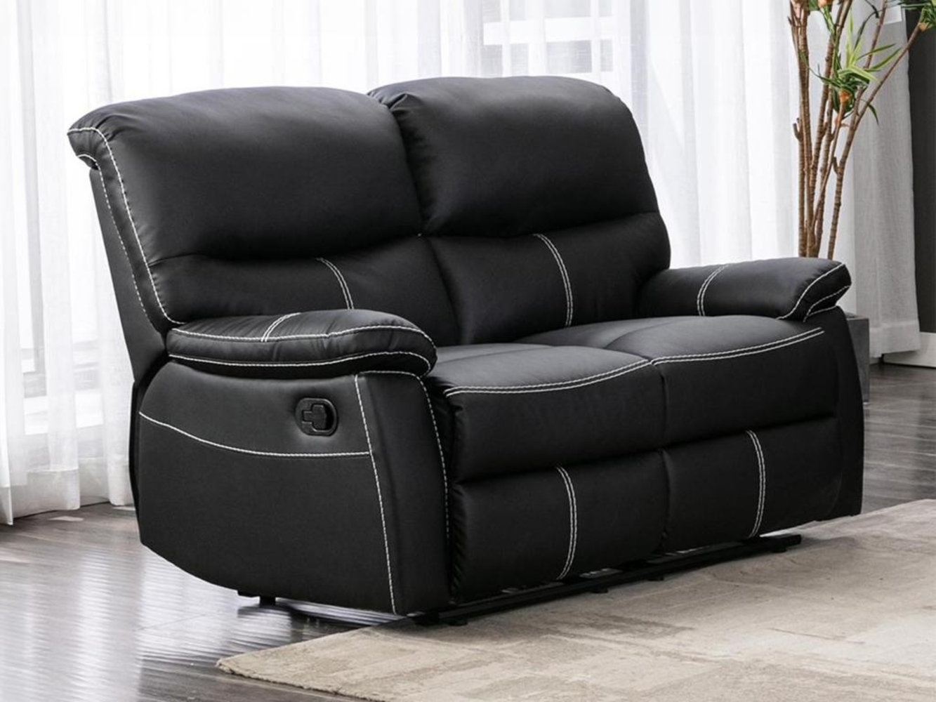 Vente-unique - Relaxsofa 2-Sitzer - Kunstleder - Schwarz - CANBY Bild 1