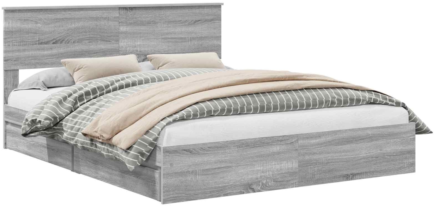 vidaXL Aufbewahrungsbett Graues Sonoma 160x200 cm Holzwerkstoff 3410782 Bild 1