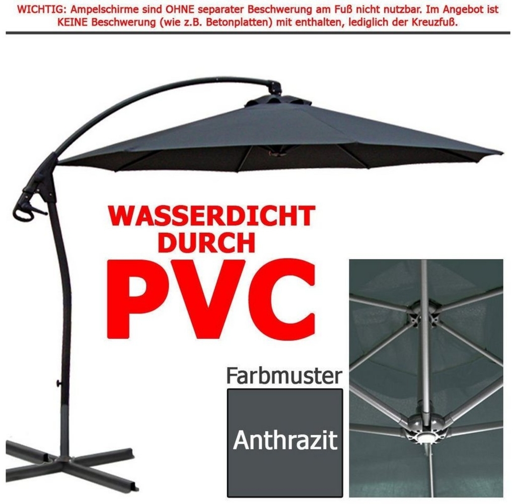 habeig Ampelschirm WASSERDICHT Ampelschirm 3m Marktschirm PVC Schirm 300cm Sonnenschirm, 100% Wasserdicht Bild 1