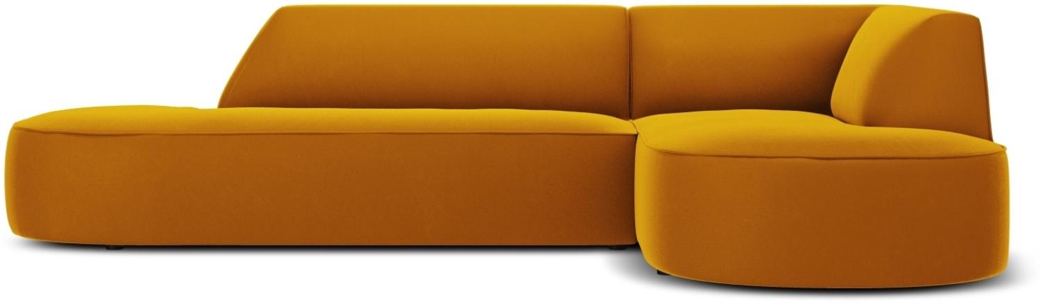 Micadoni 4-Sitzer Samtstoff Modular Ecke rechts Sofa Ruby | Bezug Yellow | Beinfarbe Black Plastic Bild 1