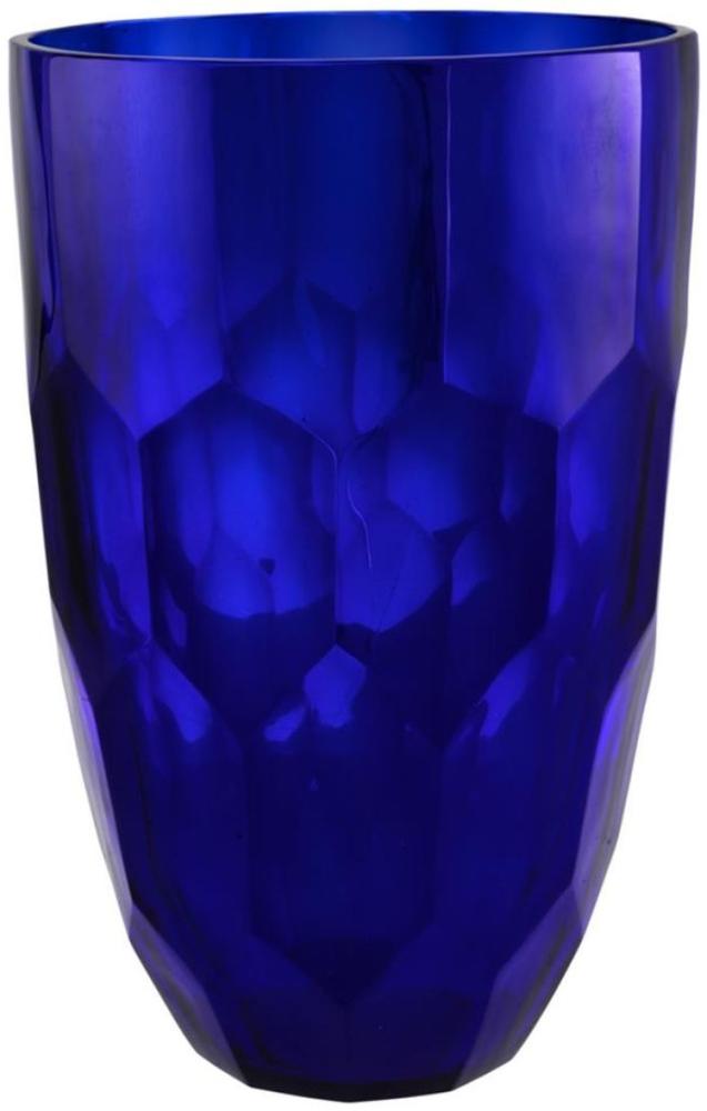 Casa Padrino Glas Vase Blau Ø 20 x H. 30 cm - Luxus Deko Blumenvase Bild 1