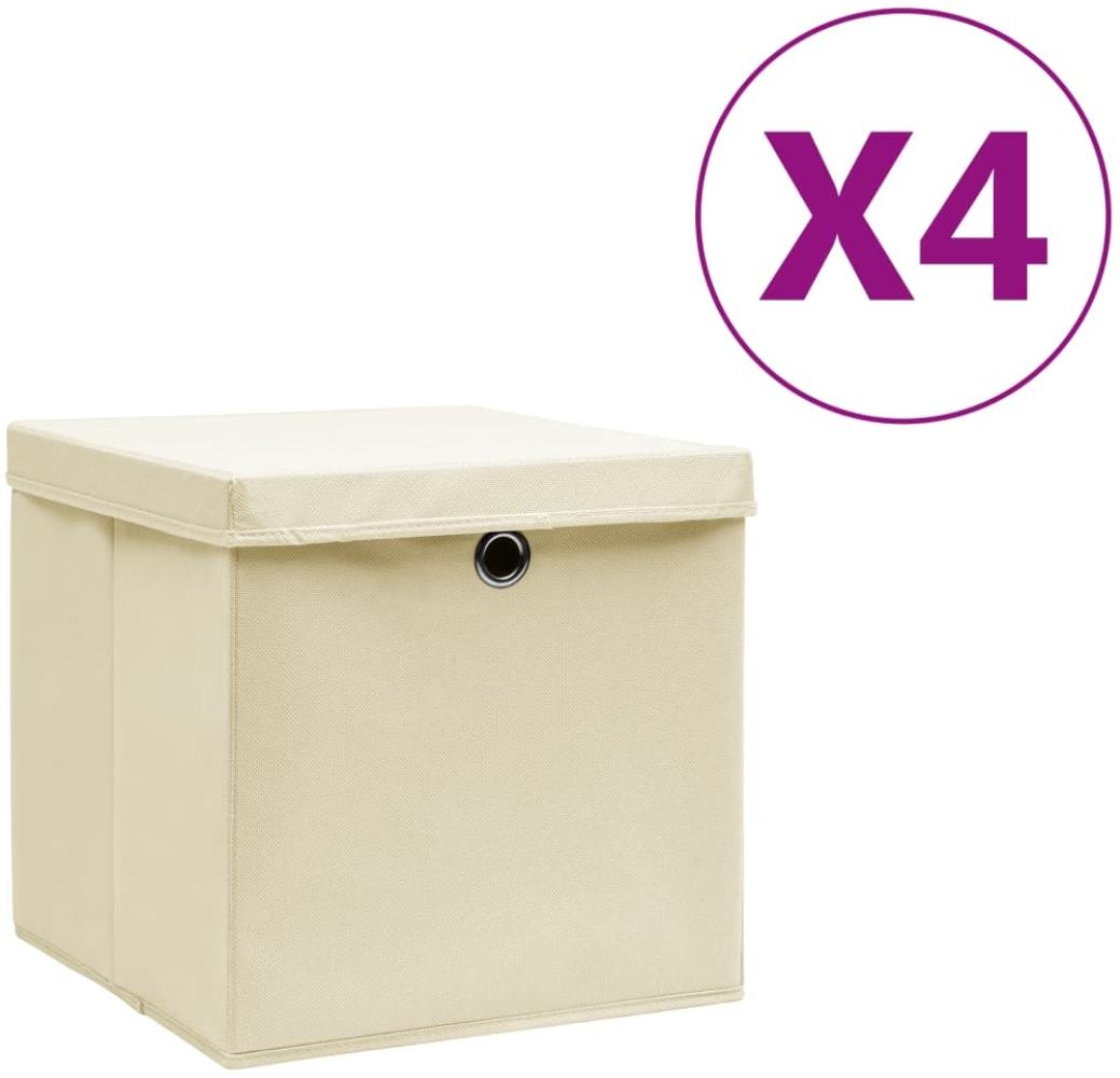 vidaXL Aufbewahrungsboxen mit Deckeln 4 Stk. 28x28x28 cm Creme 325216 Bild 1