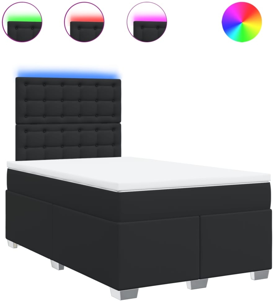 vidaXL Boxspringbett mit Matratze Schwarz 120x200 cm Kunstleder 3293016 Bild 1