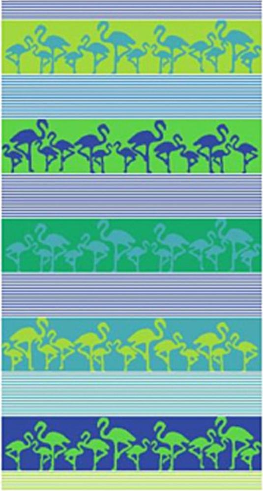 LEX Saunatuch Handtuch Duschtuch Crazy Flamingo Baumwolle 90 x 170 cm Blau-Grün Bild 1