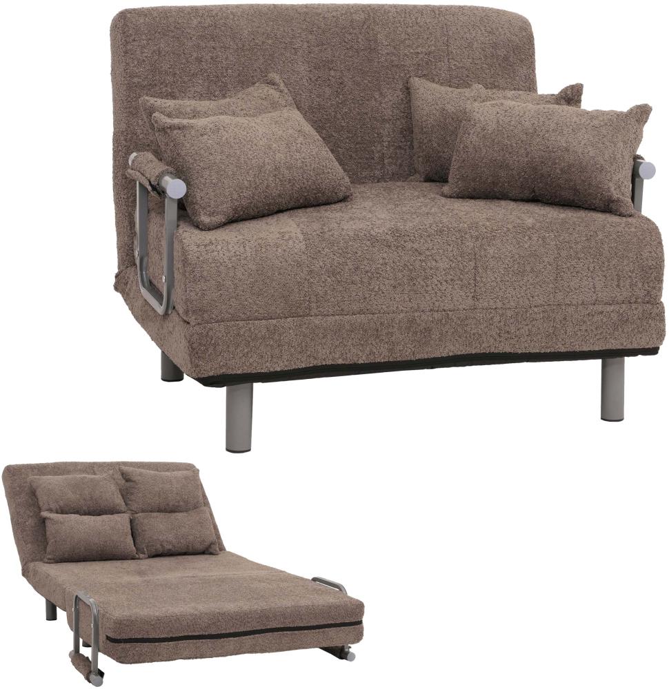 Mendler Schlafsessel HWC-K29, Klappsessel Schlafsofa Gästebett, Liegefläche 190x100cm, Stoff Bouclé (500g/m²) ~ hellbraun Bild 1