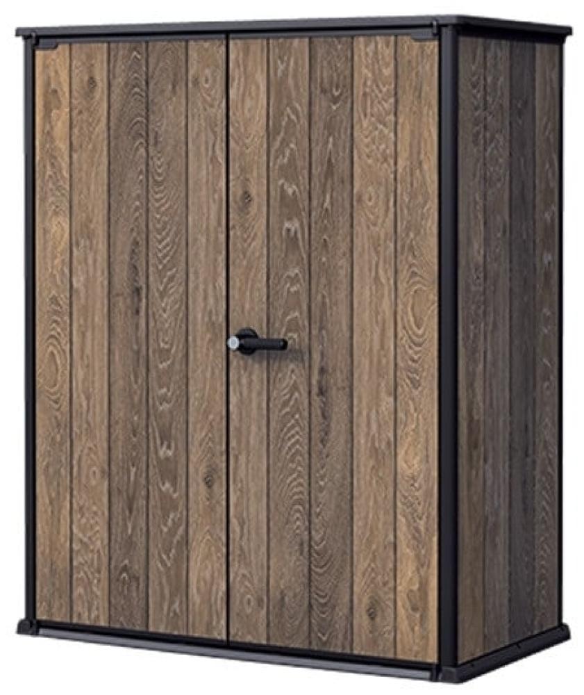 Keter Kunststoff Gartenschrank Signature Walnuss Alto 140 x 73,6 x 170,4 cm braun Holzoptik Bild 1