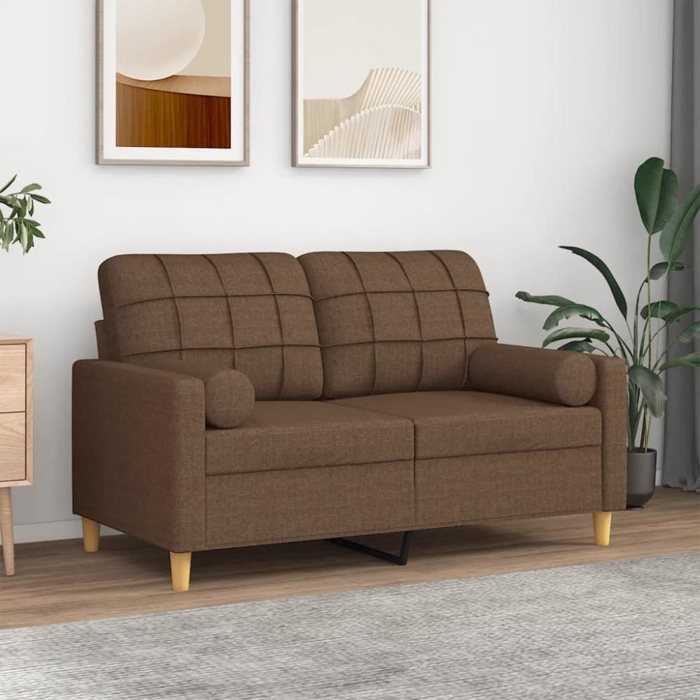 vidaXL 2-Sitzer-Sofa mit Zierkissen Braun 120 cm Stoff 3200777 Bild 1