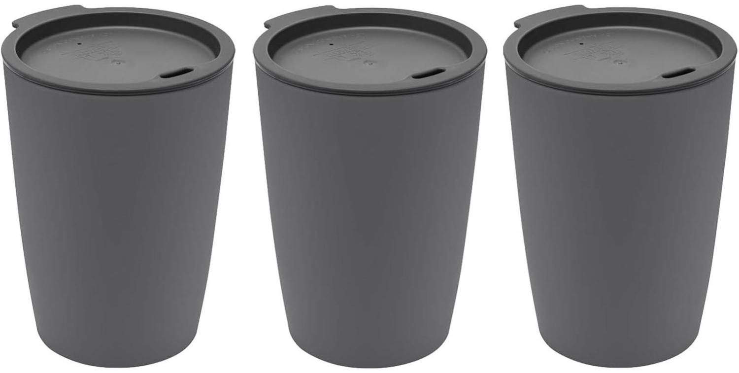 Magu 3er Set Natur-Design Trinkbecher Coffee to Go Anthrazit ca. 310 136465 Bild 1