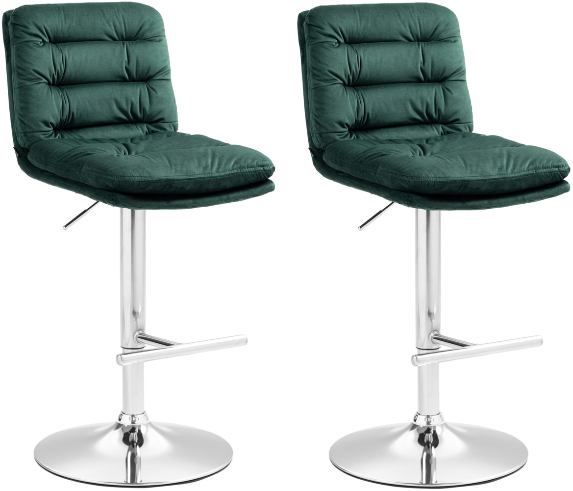 DELUKE® Barhocker 2er Set TURIN - Grün, Samt, Chrom Barhocker mit Lehne Barstuhl Tresenhocker Tresenstuhl Kneipenhocker Kneipenstuhl Bild 1