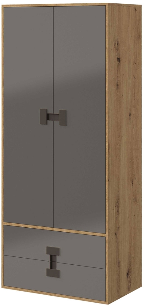 Kleiderschrank Satton 01 (Farbe: Artisan Eiche / Grau Hochglanz) Bild 1