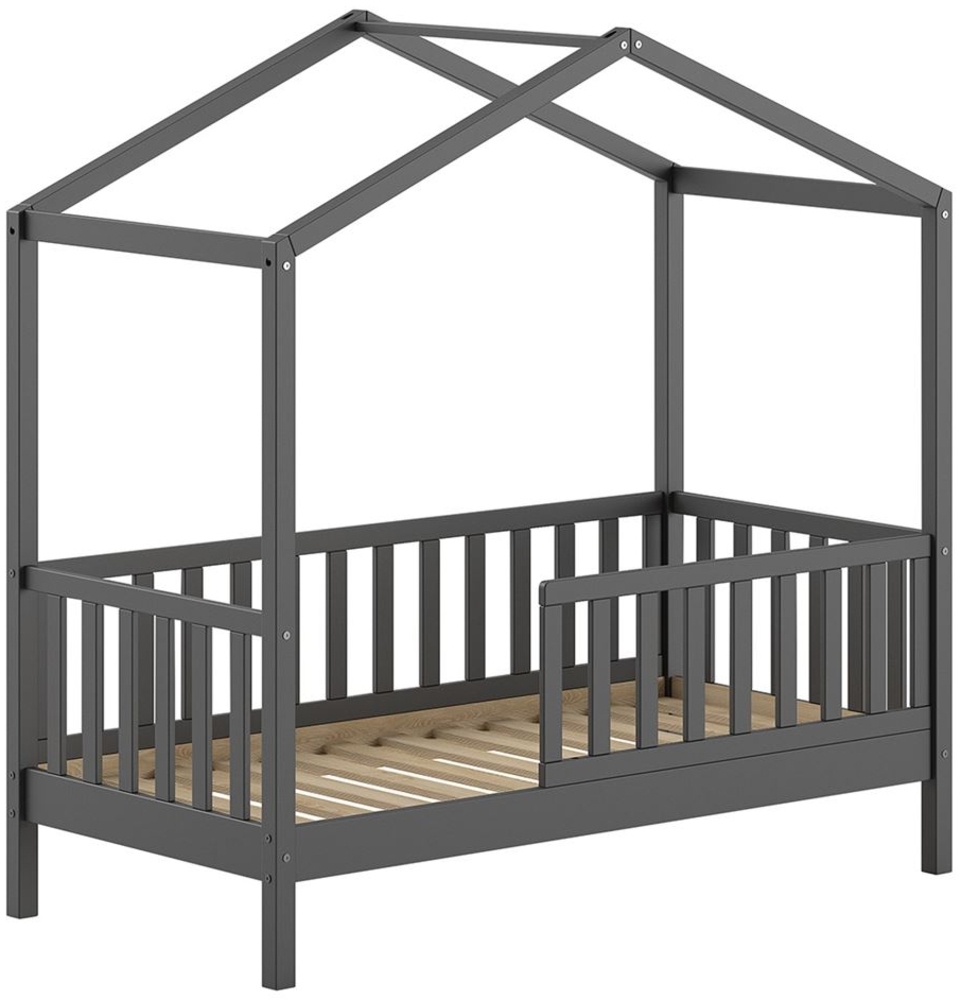 Juniorbett Karie 148x76x151 Kinderbett Massivholz Anthrazit Bild 1