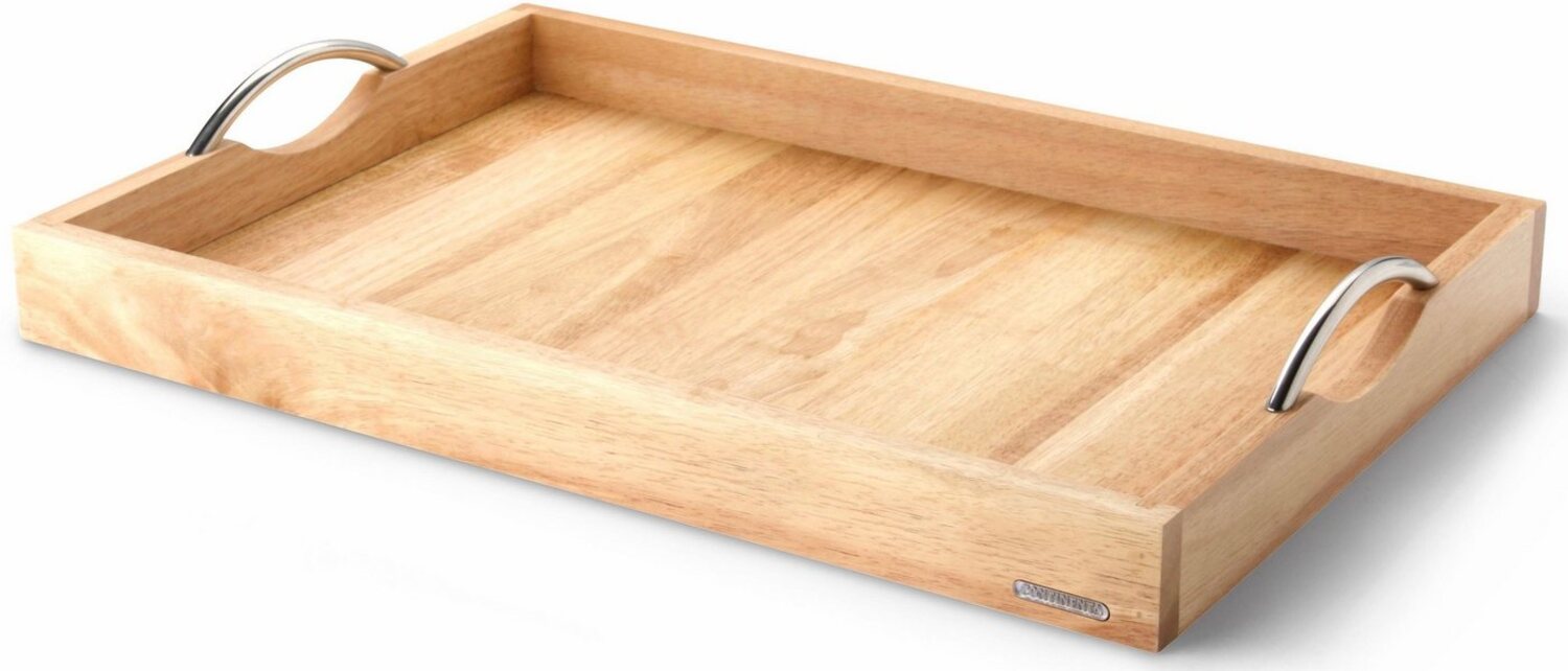Continenta Tablett mit Metallgriffen, Serviertablett, Gummibaumholz, 53x36 cm, 3011 Bild 1