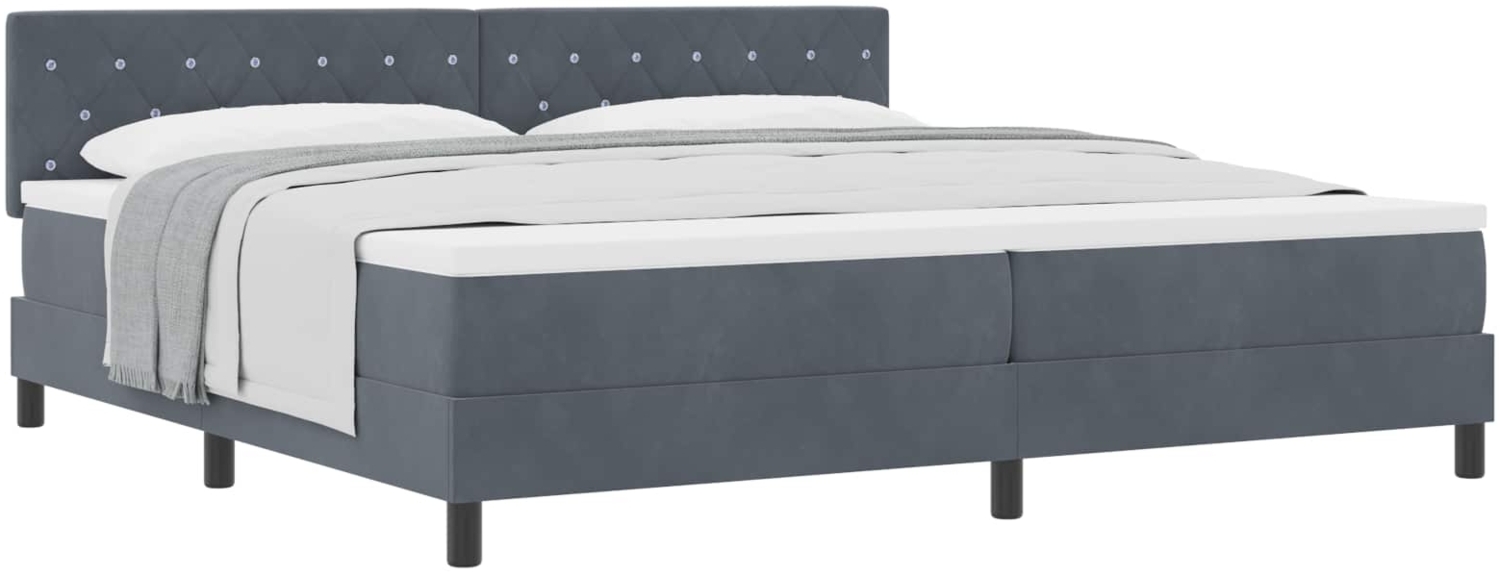 vidaXL Boxspringbett mit Matratze Dunkelgrau 200 x 200 cm Samt 3339129 Bild 1