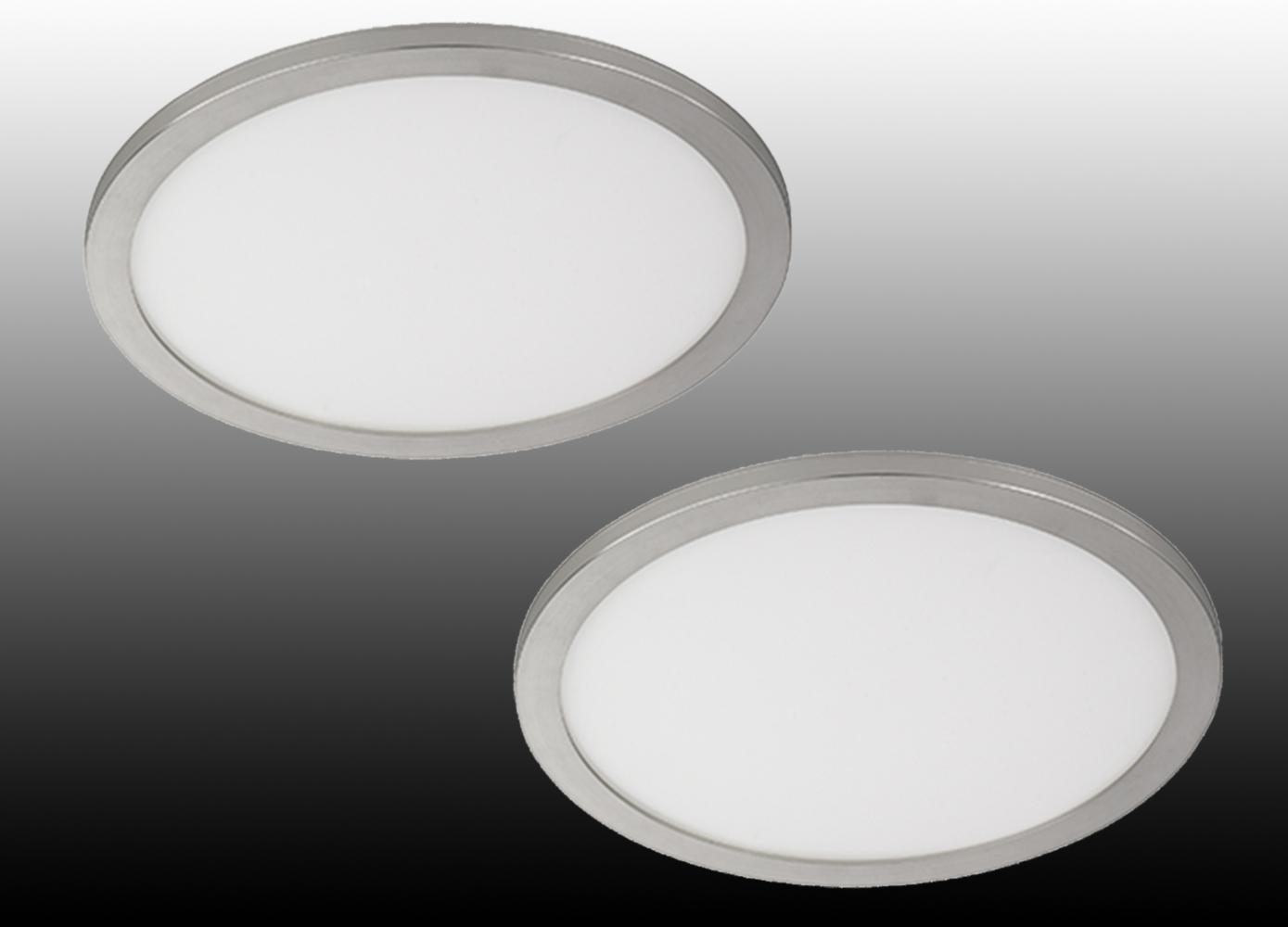 Dimmbare LED Deckenleuchten im 2er SET, Ø 40cm, IP44, nickel matt Bild 1