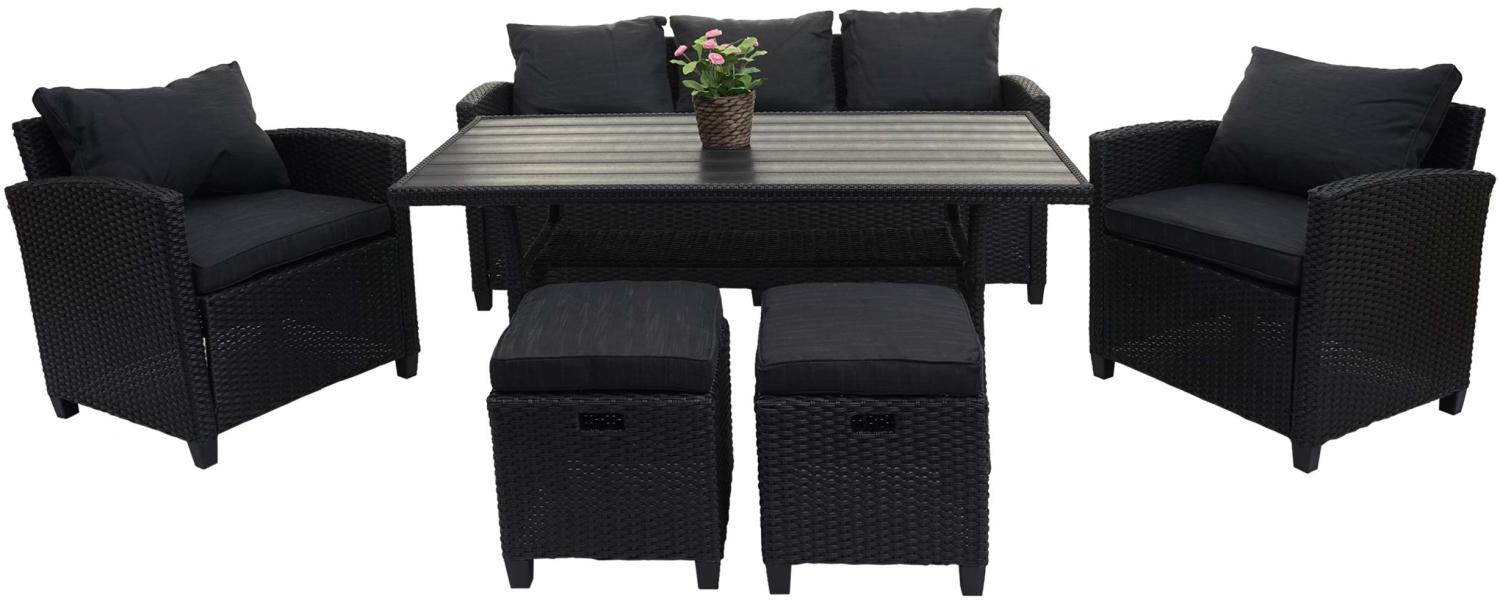 Poly-Rattan Garnitur HWC-E95, Garten-/Lounge-Set Sitzgruppe, Spun Poly halbrundes Rattan ~ schwarz, Kissen anthrazit Bild 1