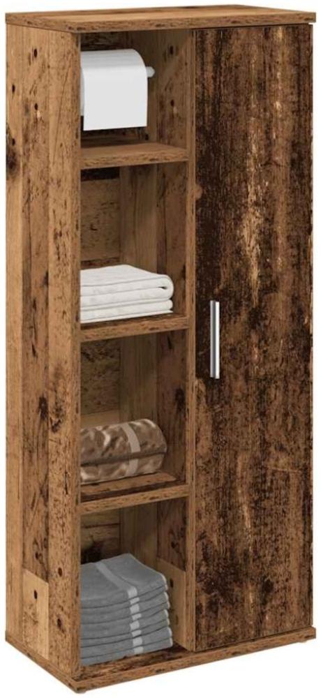 Badezimmerschrank mit Rollenhalter Altholz-Optik 39x22x90 cm Bild 1