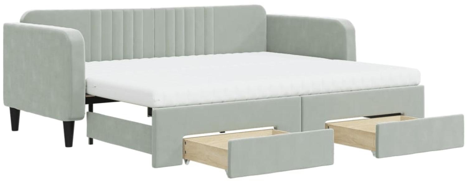 Tagesbett Ausziehbar mit Schubladen und Matratze Hellgrau 90x200 cm Samt 3197135 Bild 1