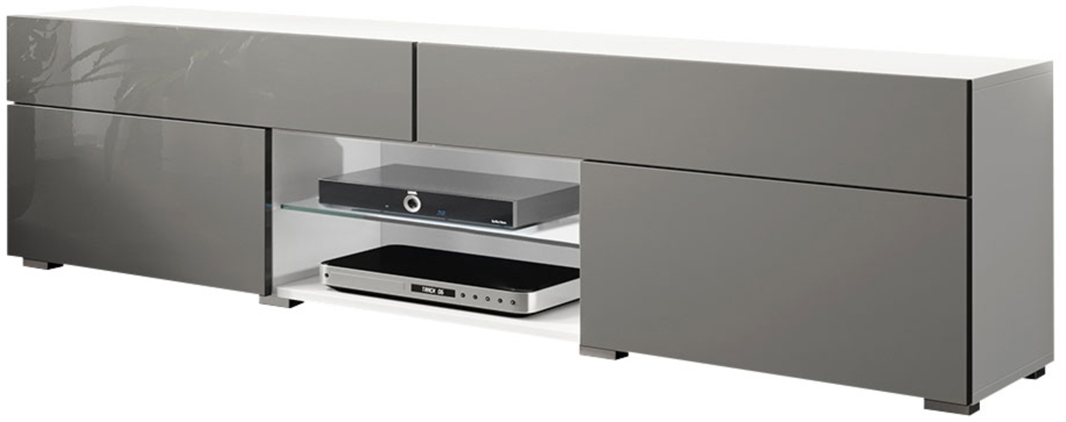 TV-Lowboard Herenko 180 (Weiß / Grau Hochglanz, ohne Beleuchtung) Bild 1