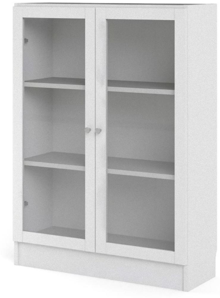 Base Glas Schrank Regal Ablagen weiß Glas Holz Standregal Vitrine Bücherregal Bild 1