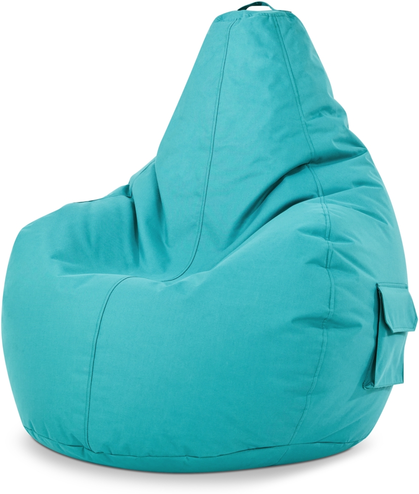 Green Bean® Sitzsack mit Rückenlehne, 230L Füllung waschbar, Polyester-PVC-Stoff aquamarin, 80 x 70 x 90 cm Bild 1