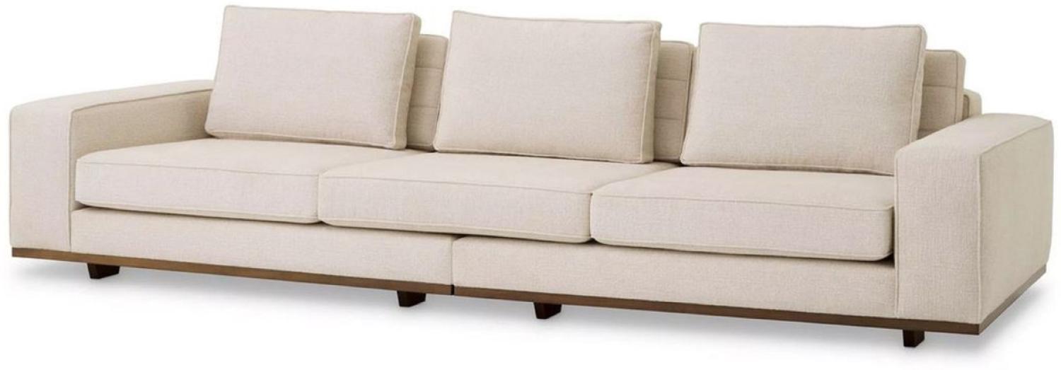 Casa Padrino Luxus Sofa Beige / Braun 286 x 110 x H. 80 cm - Wohnzimmer Sofa mit Kissen - Wohnzimmer Möbel - Luxus Möbel - Wohnzimmer Einrichtung - Luxus Einrichtung - Luxus Qualität Bild 1