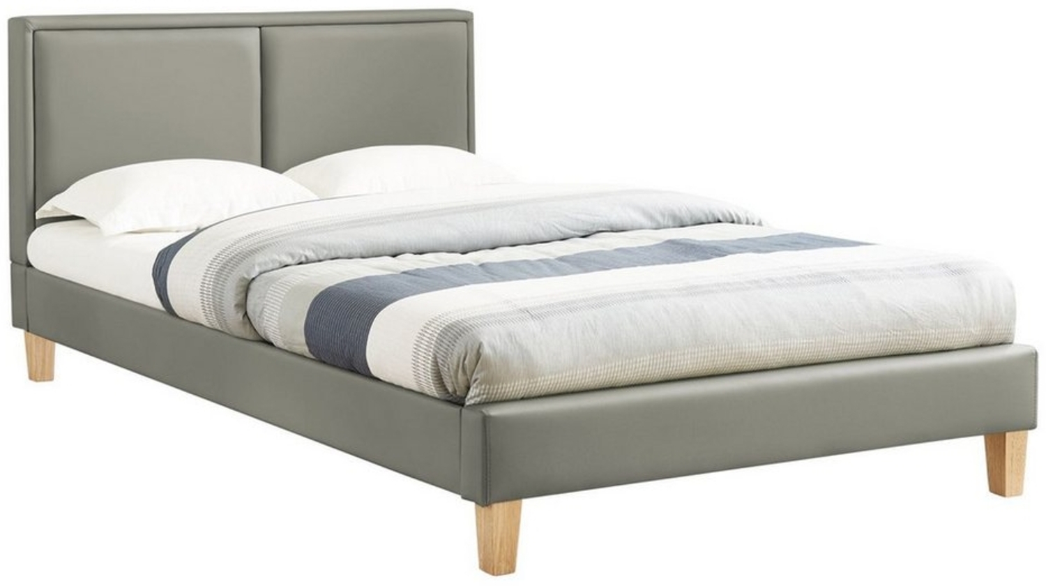 CARO-Möbel Polsterbett CELINE, Polsterbett Doppelbett 120 x 200 cm inkl. Lattenrost Lederimitat schwa Bild 1