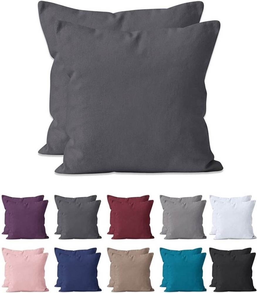 Hometex Premium Textiles Kissenbezug 2-er Set Kissenbezug Mikrofaser, Doppelpack Kissenhüllen ca. 95 g/m², Dekorative Dekokissen Sofakissen Lendenkissen Wurfkissenbezug mit Reißverschluss Bild 1