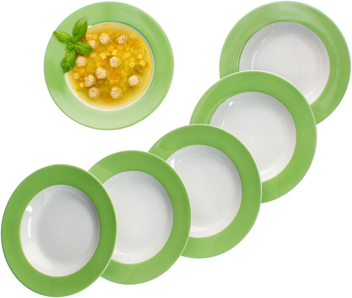 6er Set Variant Grün Suppenteller bunt tiefe Teller Pasta Salat Müsli 6 Personen Bild 1