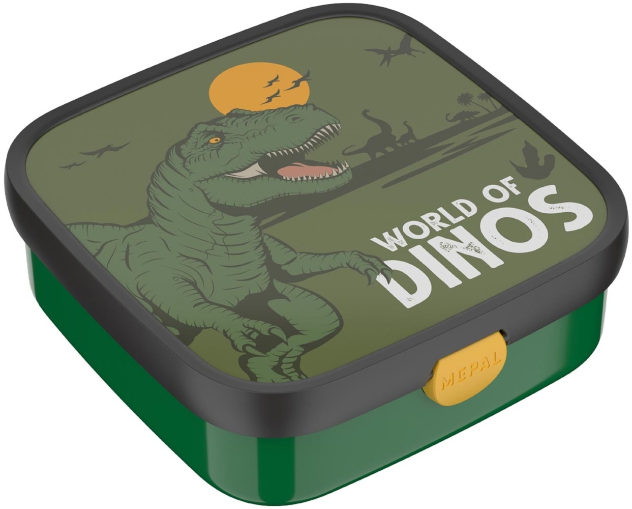 Mepal 'Campus' Brotdose Groß inklusive 2 auslaufsicheren Bento Fächern & Gabel, Kunststoff Dino, 1250 ml Bild 1