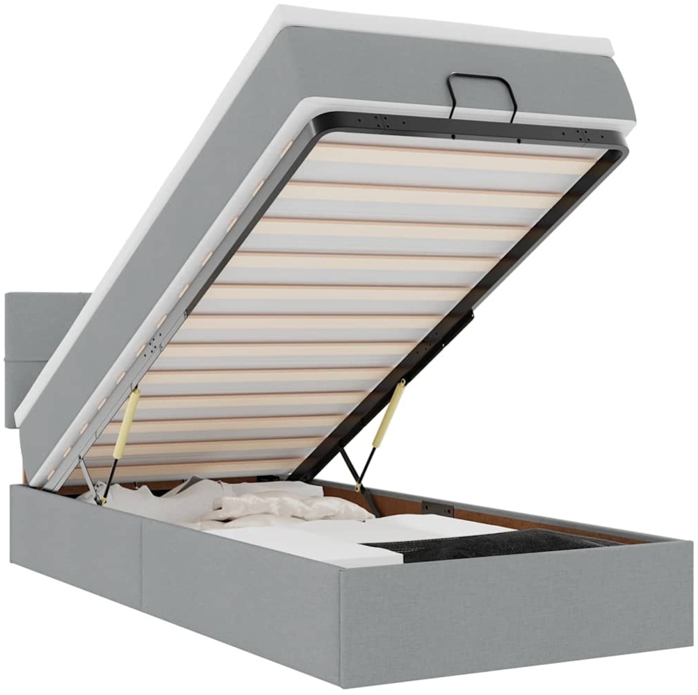 vidaXL Ottoman-Bett mit Matratze Hellgrau 90x190 cm Stoff 3311421 Bild 1