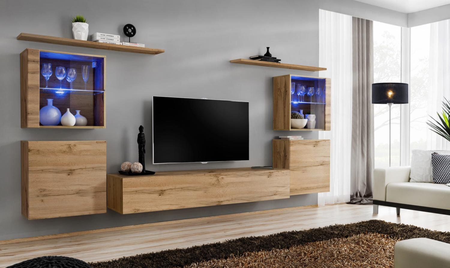 Hängende Wohnwand Switch XIV in Wotan 320 x 160 cm 7-teilig Bild 1