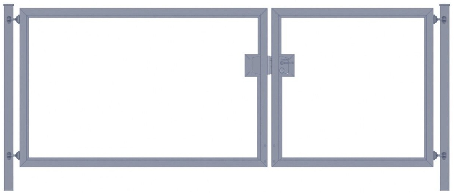 Gartentor / Doppelfügeltor elektrisch Premium (2-flügelig) asymmetrisch für waagerechte Holzfüllung anthrazit Breite 450 cm x Höhe 120 cm Bild 1