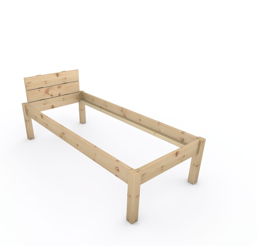Pfostenbett "metallarm" Zirbe Holzbett "Daybett" 80 x 190cm 48cm Einzelbett Bild 1